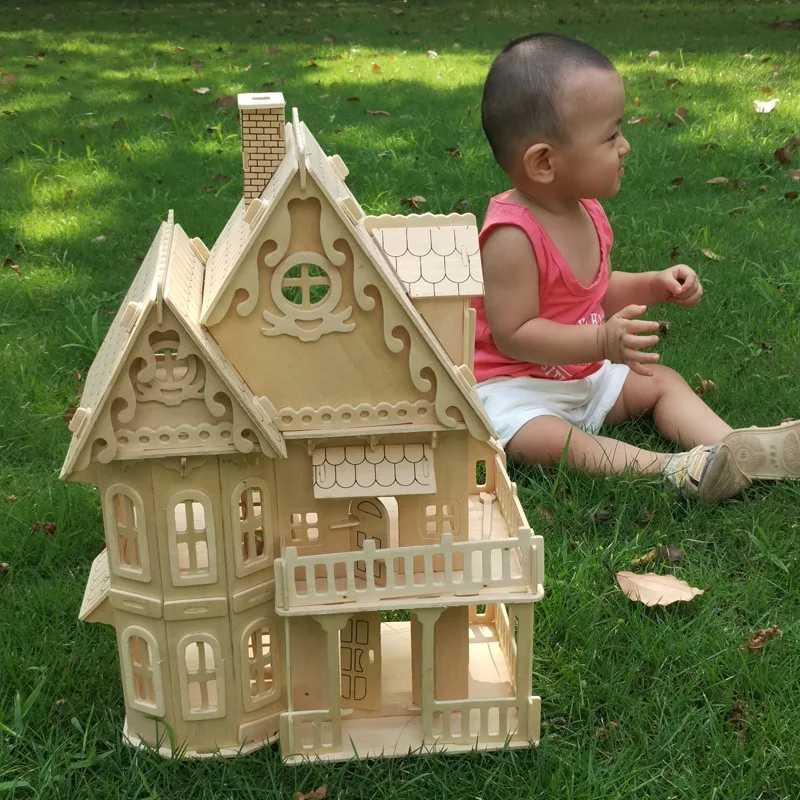 Деревянный DIY кукольный домик мини 3D стерео головоломка собранный дом