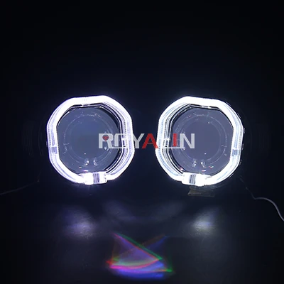 White Devil Eyes ROYALIN автомобильный квадратный H1 светодиодный фонарь ангельские глазки объектив Универсальный мотоцикл H4 H7 биксеноновые фары проектор белый дьявол глаза кольца - Цвет: White Devil Eyes