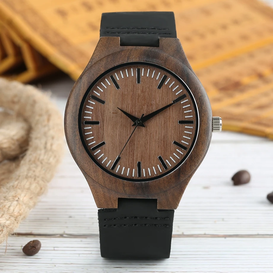 Часы наручные мужские деревянные модные с бамбуковым циферблатом оригинальные