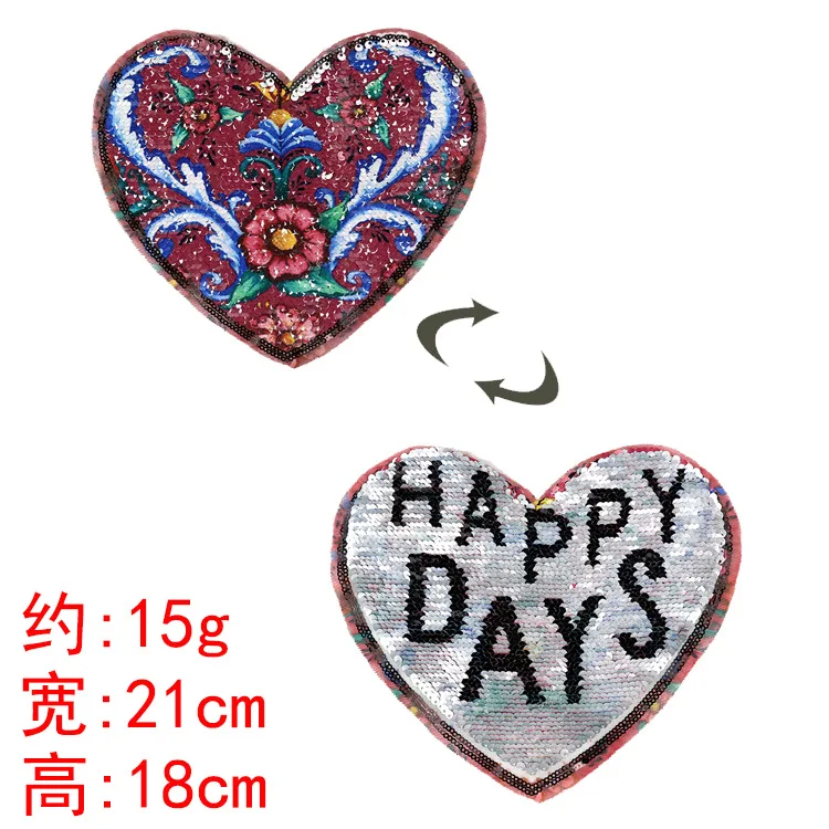 Большая розовая нашивка с блестками для одежды 1 шт. текстиль вышивка аппликации