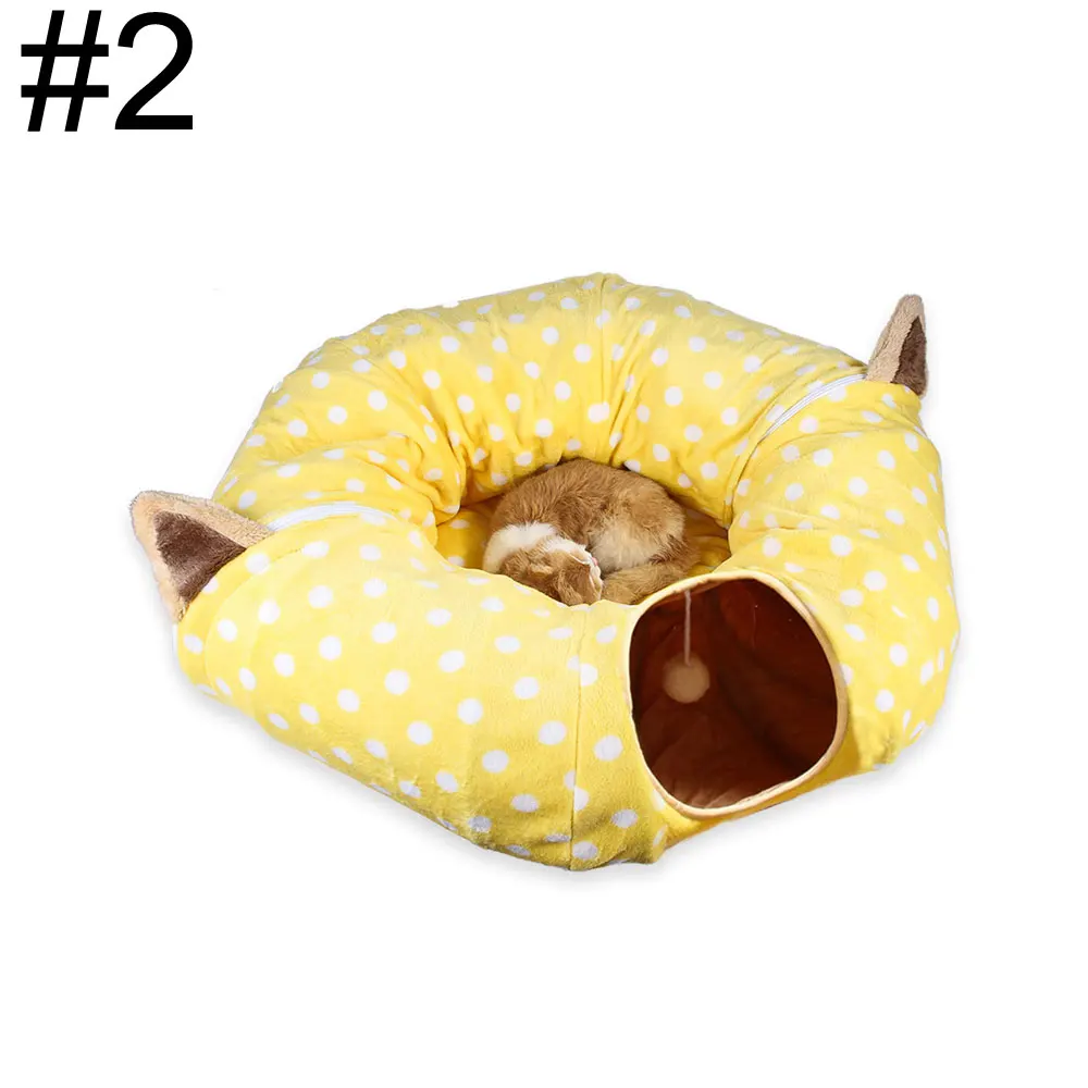 Yellow-2 1 шт. кошка кровать-туннель, двойное использование труба для кошки игрушка и кровать складной домик для кошки для больших кошек котята кошечки маленький щенок - Цвет: Yellow-2