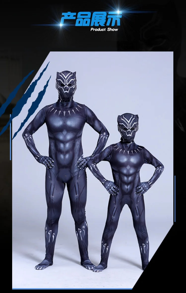 

Kids Black Panther Costume Boy Adult Men Black Panther Children Cosplay Costume Jumpsuit Bodysuit Halloween Costume For Kids