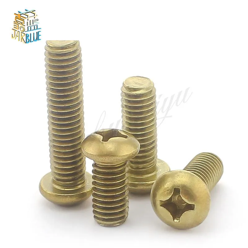 

Free shipping GB818 Round head brass Copper M2 M2.5 M3 M4 M5 M6 pan screws Cross machine 2017
