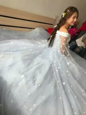 CloverBridal, горячая распродажа, романтическое свадебное платье Тиффани с синим жемчугом и цветами, xj16995, свадебное платье с вырезом лодочкой, casamento, для невесты