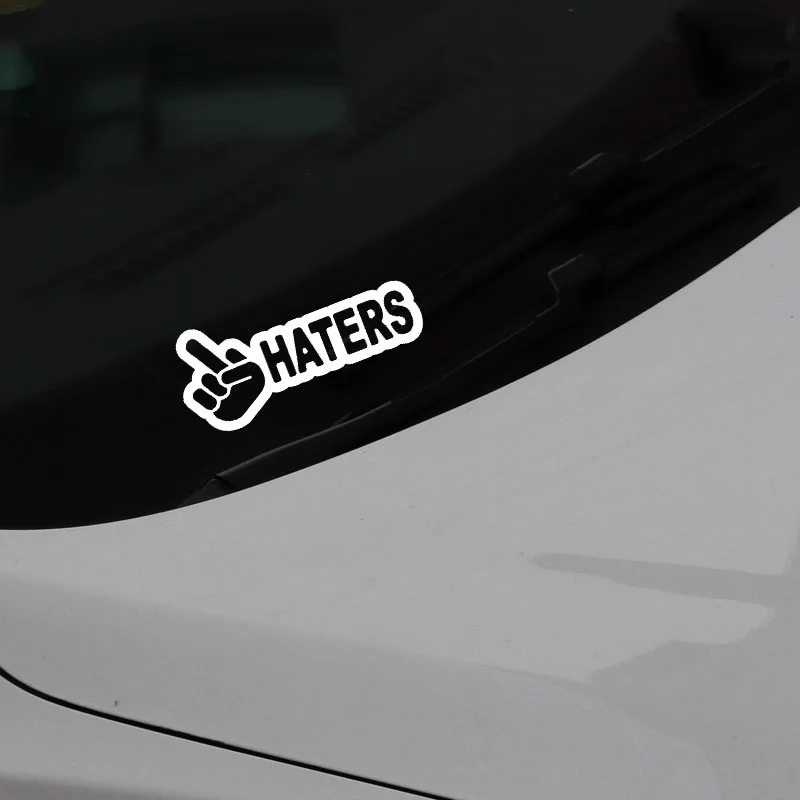 YJZT 13 3 см * 5 8 HATERS (хейтеры) средний палец Смешные автомобильные Стикеры виниловые