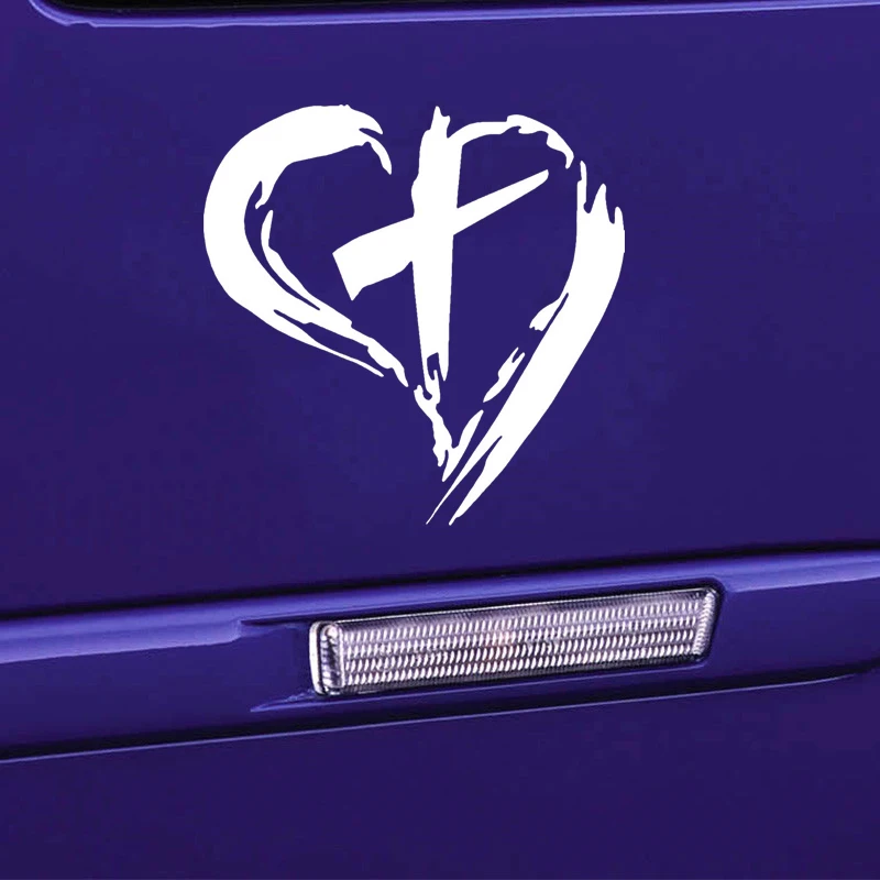 

Heart Cross Symbolic Decal Sticker Motorcycle SUVs Bumper Car Truck Window Vinyl Decor Decals