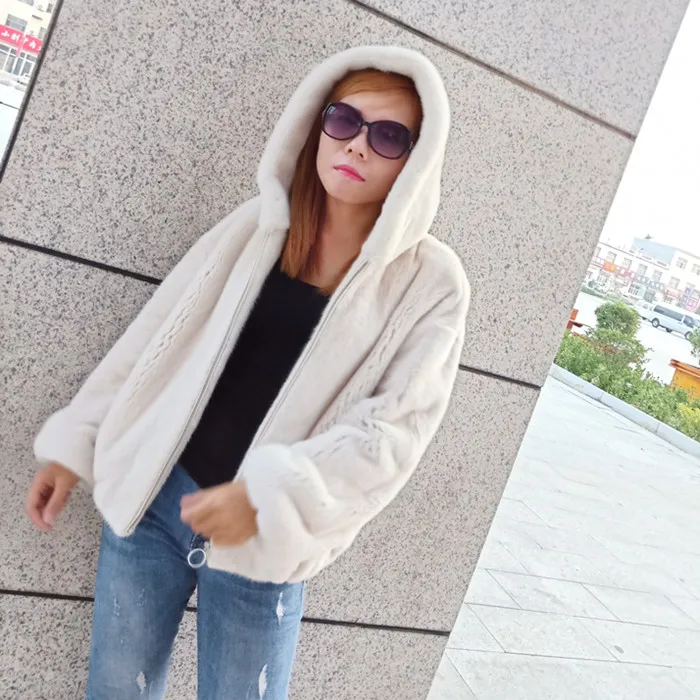 Женская верхняя одежда пальто новинка норковый комбинезон шапка с капюшоном