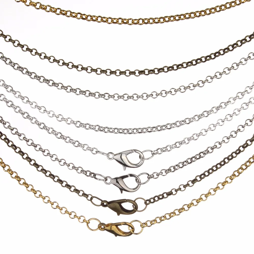 

LOULEUR 10 Strands/lot 3mm Antique Bronze Gold Silver Color Chains Necklace Chain With Lobster Clasps for Diy Jewelry Making