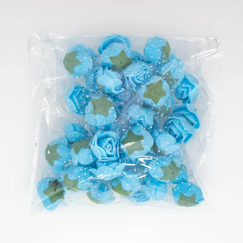 blue 50 шт/100 шт 2 см мини крошечные поролоновые розы искусственные головки цветов Сделай Сам Плюшевый цветок медведь Свадебная вечеринка украшения Скрапбукинг Ремесло - Цвет: blue