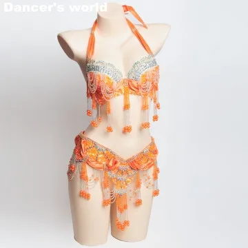 Женский комплект для танца живота из бюстгальтера с поясом и шарфа Размеры S/M/L/XL