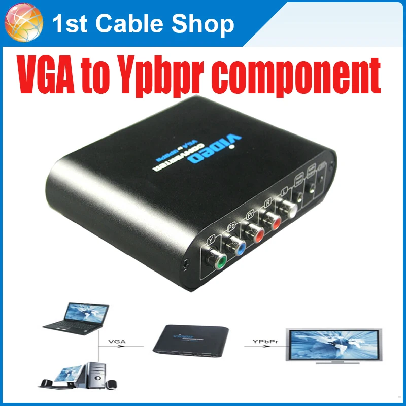 Портативных ПК VGA к компоненту 5RCA аудио-видео конвертер Splitter поддерживает и