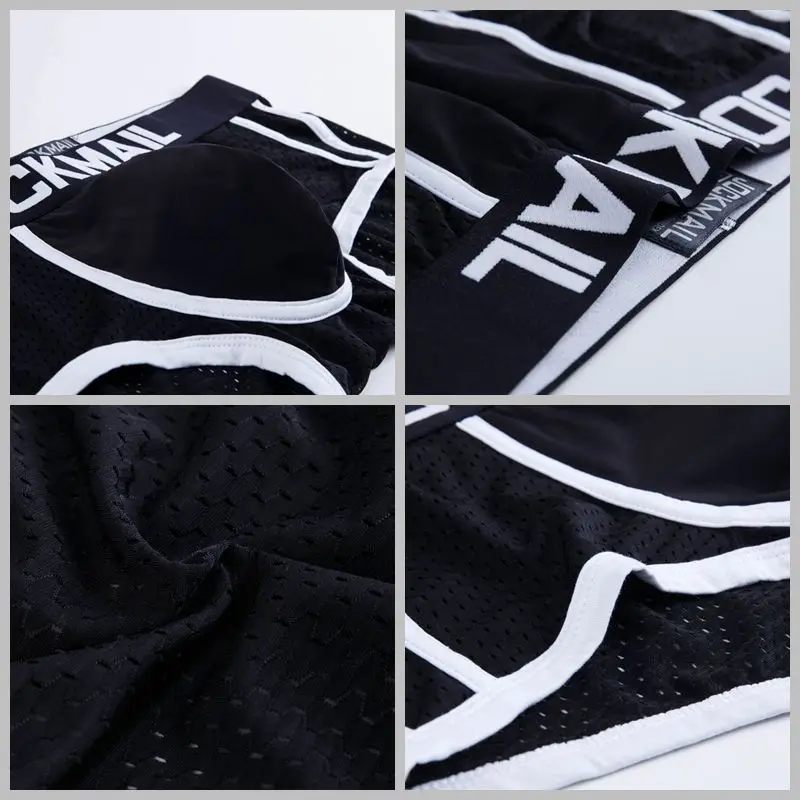JOCKMAIL brand men Underwear Boxer Nylon Mesh Breathable Trunks Body Sexy Ice Silk WJ U Convex Cup Penis Pouch Sleepwear | Мужская