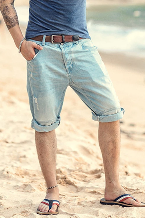 

summer denim shorts male jeans men jean shorts bermuda skate board harem mens jogger ankle ripped K799