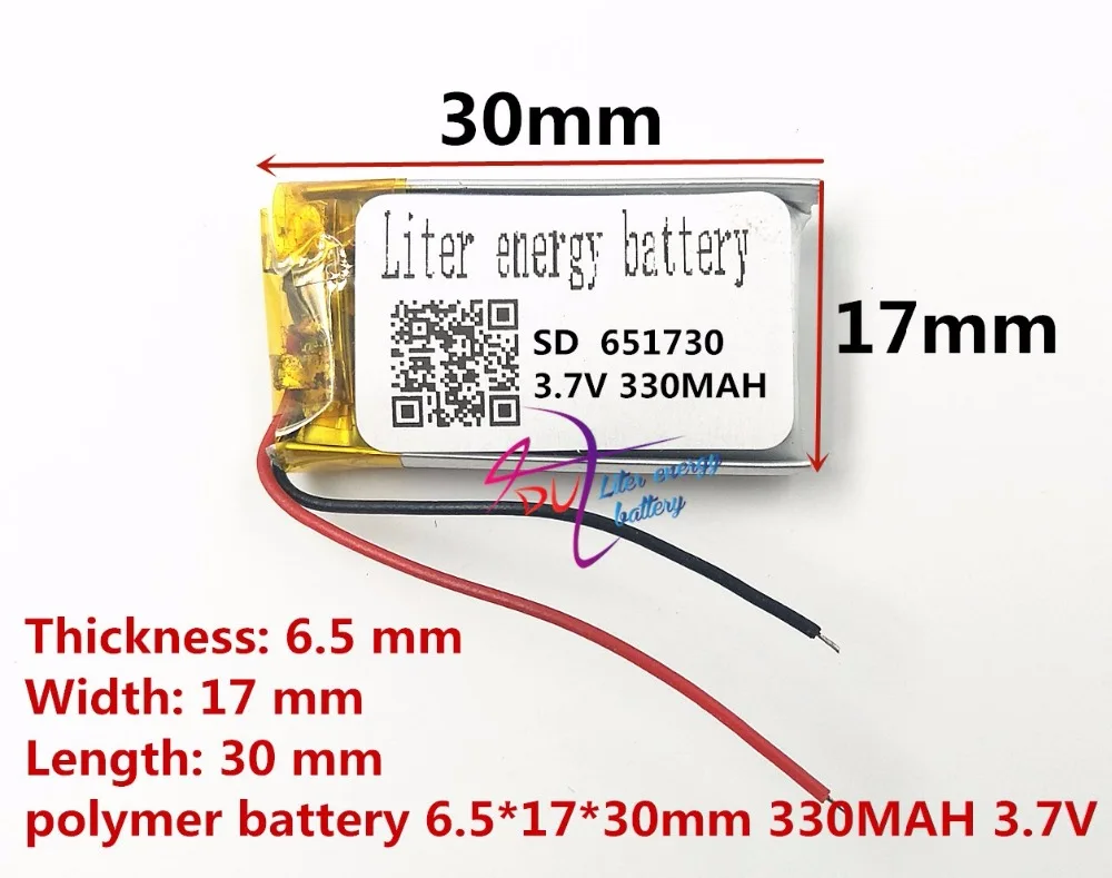 Лучший бренд аккумуляторов 3,7 v литий-полимерный аккумулятор 651730 330MAH маленькие игрушки MP3 MP4 gps навигация Мобильная мощность
