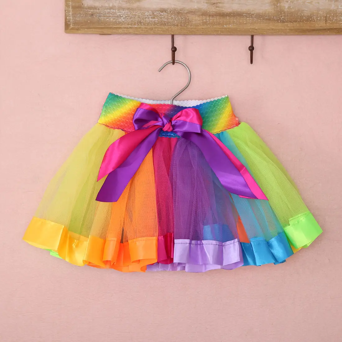 Детская танцевальная одежда юбка пачка для маленьких девочек Радужная