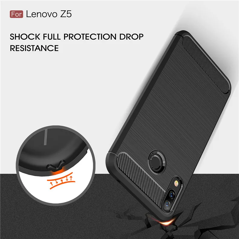 TRISEOLY For Lenovo Z5 Z 5 L78011 6.2&quot Bag Carbon Fiber Brushed TPU Rubber Case Silicone Back Cover | Мобильные телефоны и