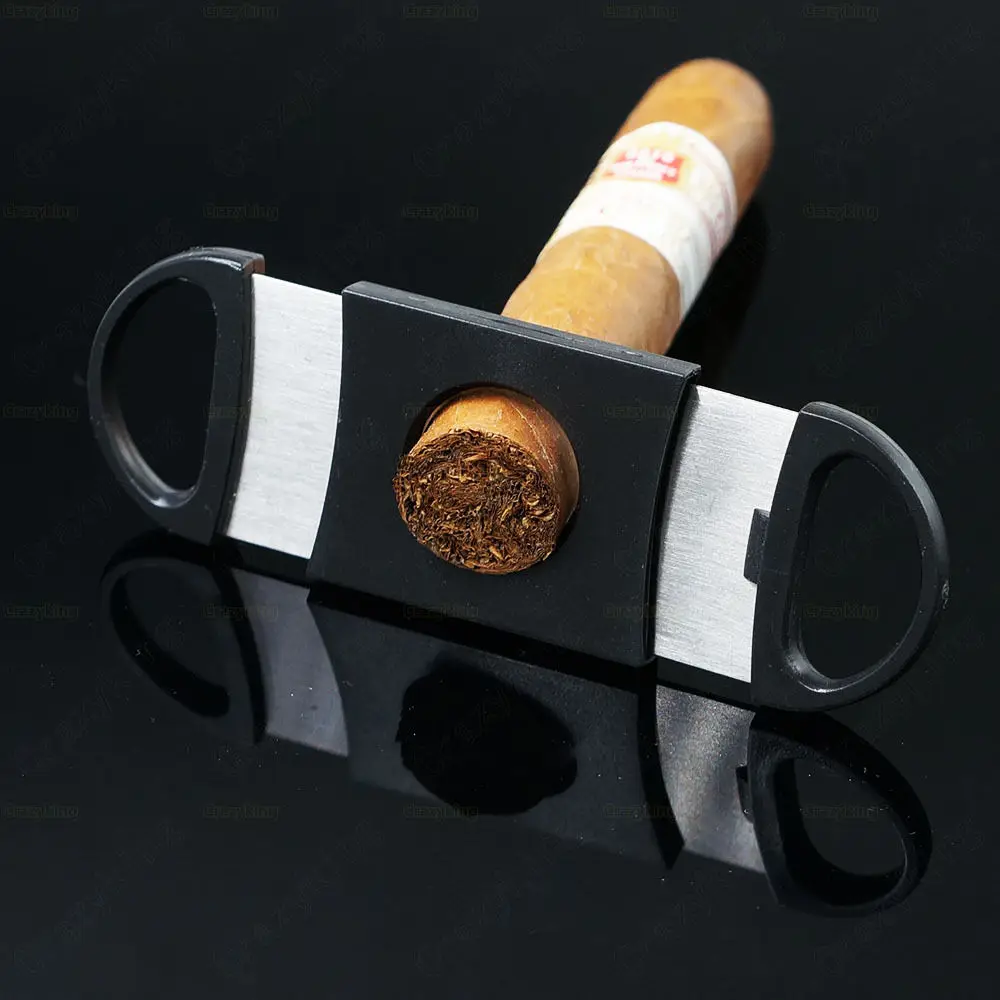 Cohiba Black Plastic Handle Stainless Steel 2 Blade Pocket Cigar Cutter Scissors | Дом и сад