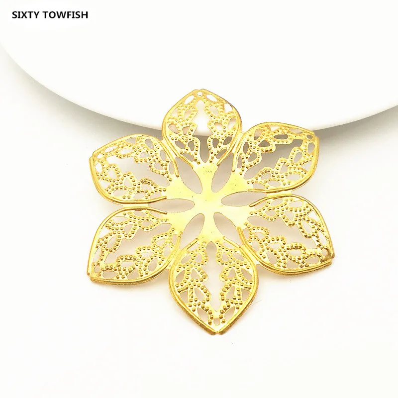 

10 pcs/lot 64mm Antique bronze Metal Filigree Big Flower Slice Charms base Setting Jewelry DIY Components Findings B19024