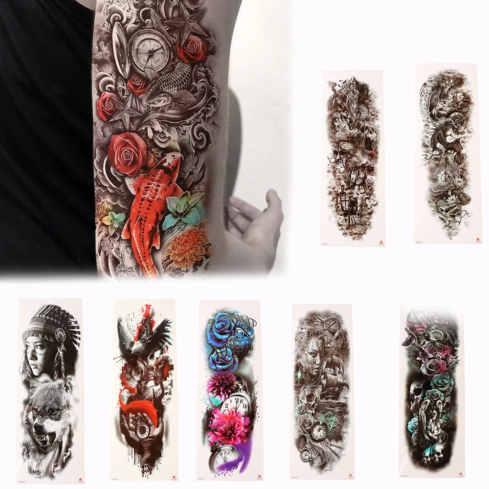 Большая водонепроницаемая Временная тату-наклейка унисекс наклейка на тело руки