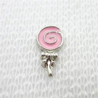 hot selling 30pcslot pink lollipop floating charms living glass memory floating lockets pendants charms diy jewelry charms