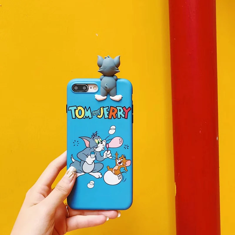 Latest American Animation 3D Tom Jerry High Quality Silicone Soft Couple cover case for iphone 6 7 7plus 8 8plus X phone cases - Цвет: b