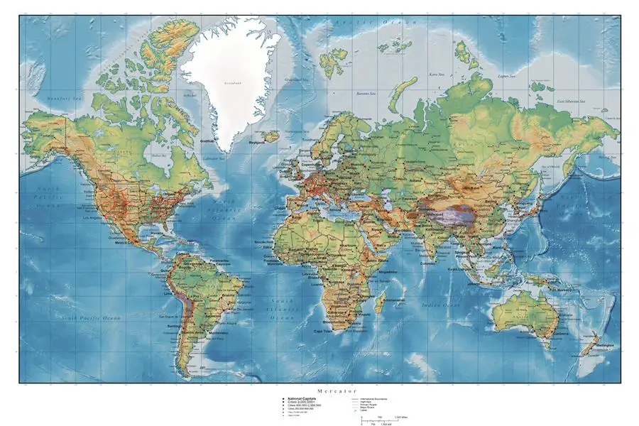 Пользовательская холщовая карта мира постер Карта настенные наклейки