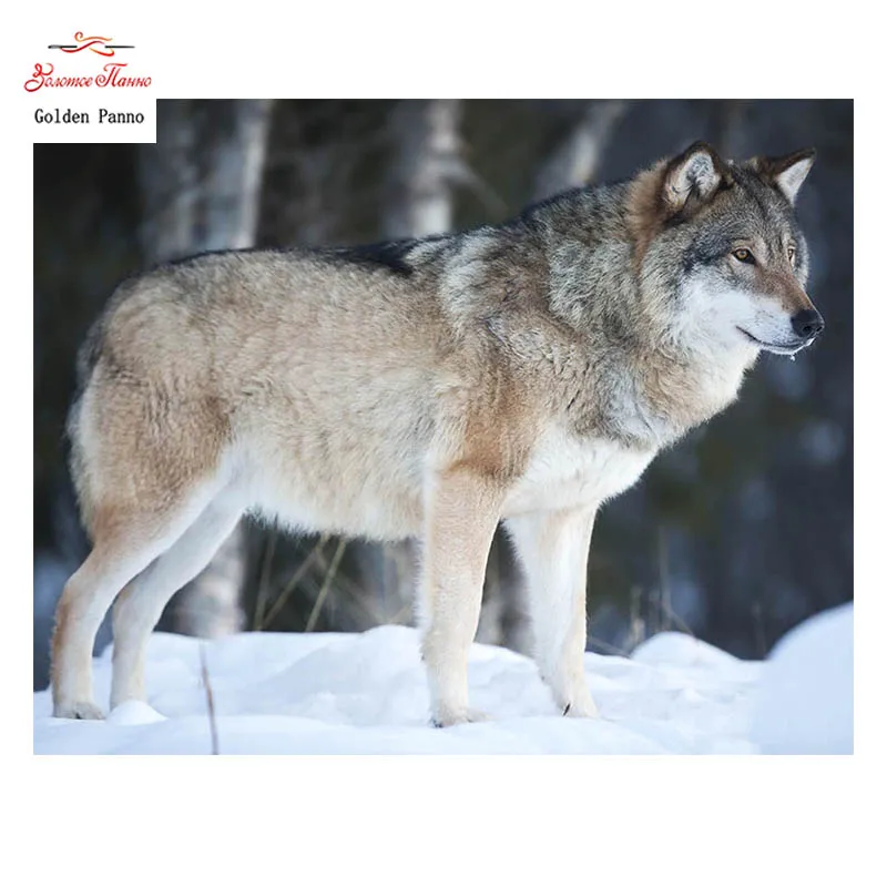 

Golden Panno,Needlework,DIY DMC 14CT Cross stitch Kit, snow wolf Counted Pattern Embroidery Cross-stitch Painting 0119