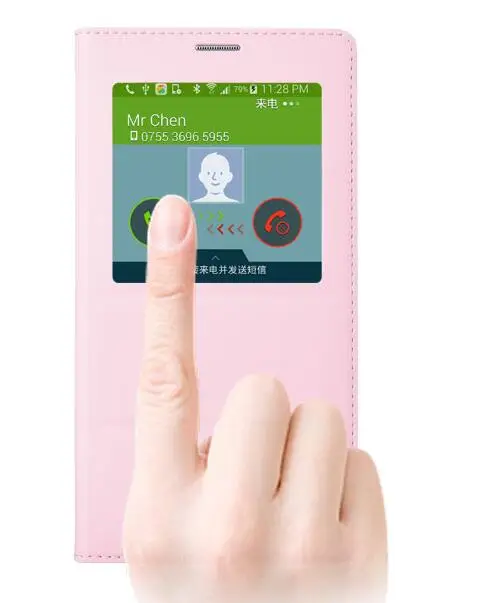 FGHGF Note4 чип smart Case ответ чехол для samsung Galaxy Note4 N9100 N9108 Кожа Флип Случаи Роскошные спереди Вид из окна