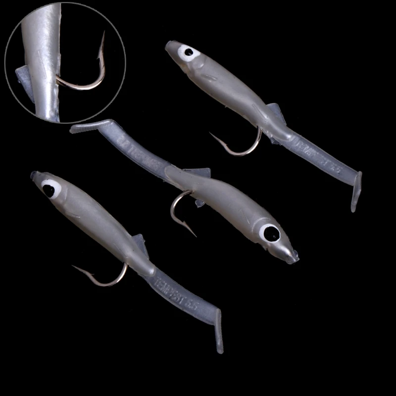 

3Pcs/Set 3D Eyes Eel Fishing Lures With Hook Silicone Bass Crank Swimbaits Tackle