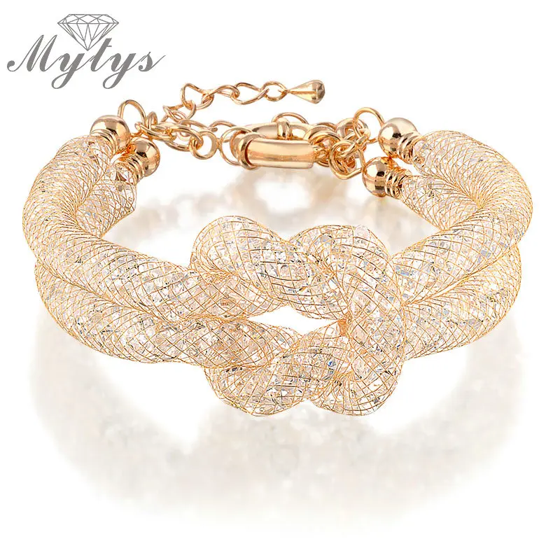 Mytys двойной цепной сетчатый браслет белого золота и GP проволочной сетки 2 слоя