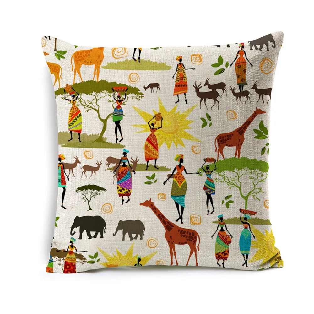 Happy Африканский Чехлы для подушек Африка диких животных Наволочка хлопок белье