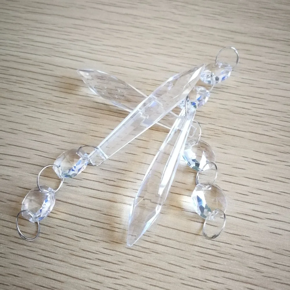 

Бесплатная доставка, прозрачные 63 мм подвески в виде сосулек с 14 мм восьмиугольными бусинами, подвески, детали для продажи