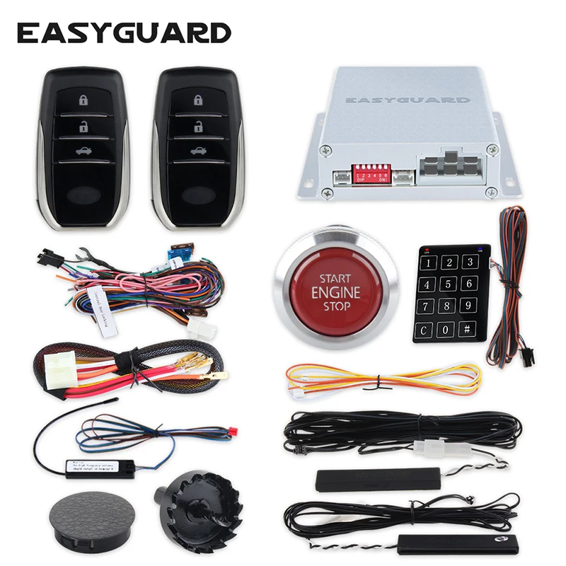 

EASYGUARD PKE alarm system car with remote engine start push button start touch password keypad entry alarm car keyless entry