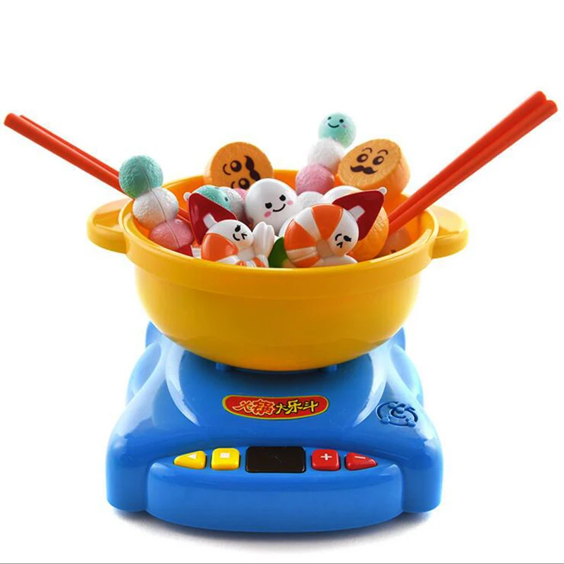 Kids Toys Pretend Kitchen Cooking Hot Pot Food Tools Kits Play House Toy Cookware Set Clipping Family Game Education Gifts |