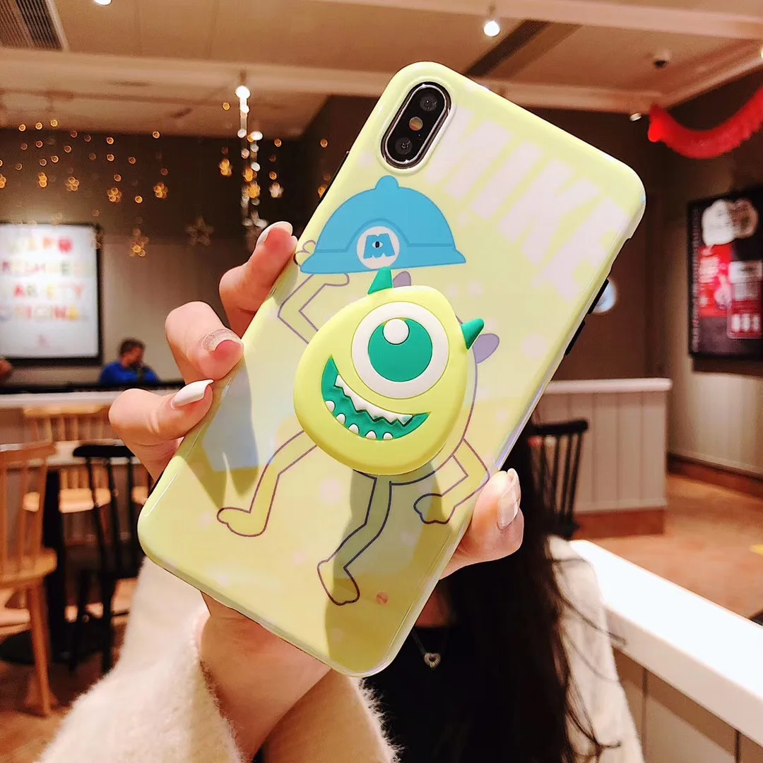Cute Cartoon Blu-ray Big-eyed Monsters phone case cover for iphone 7 8 6 S 6s plus X XS MAX XR Mirror stand toy doll |