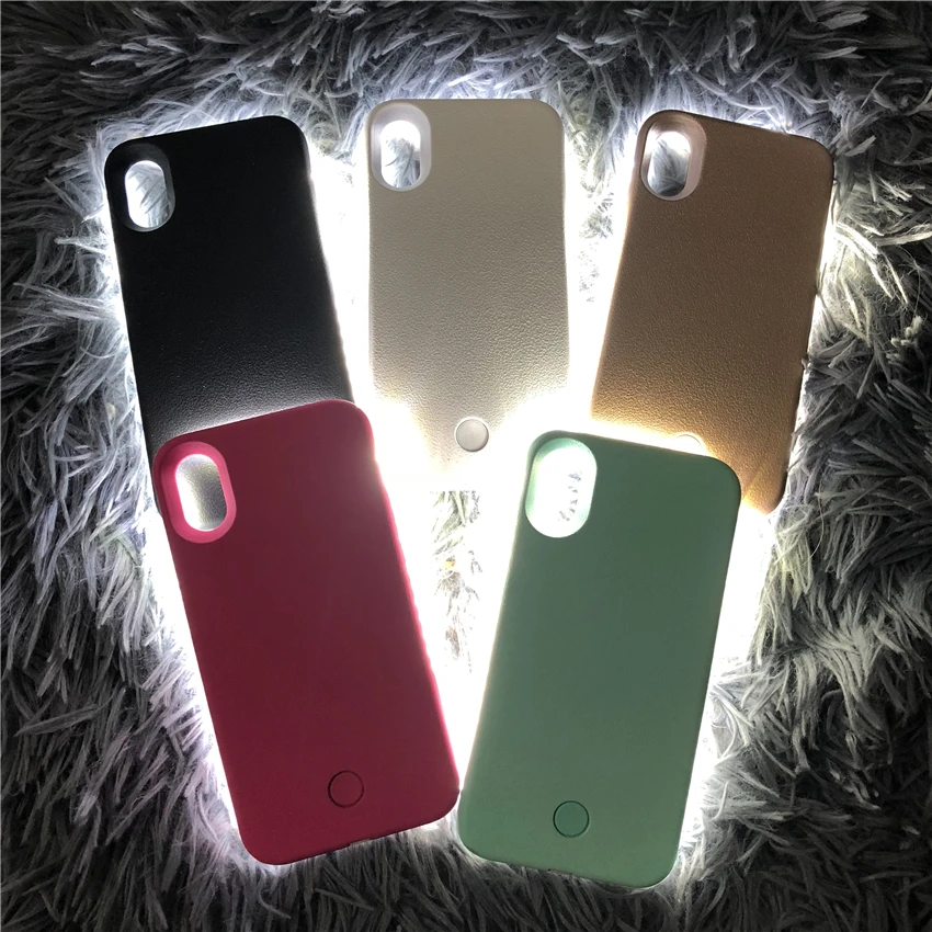 Роскошный светящийся чехол для телефона для iPhone 6, 6s, 7, 8 Plus, X, идеальный селфи светильник, светящийся чехол для samsung S8, S9 plus, чехол