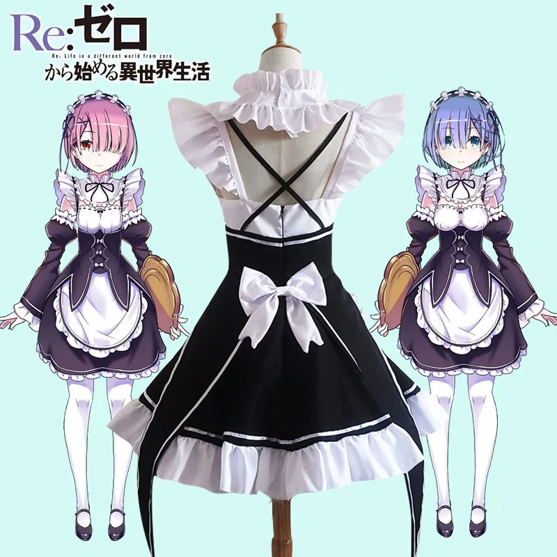 Аниме Re:zero Kara Re Life In a другой мир платье для косплея Ram/Rem Isekai Seikatsu кавайные сестры