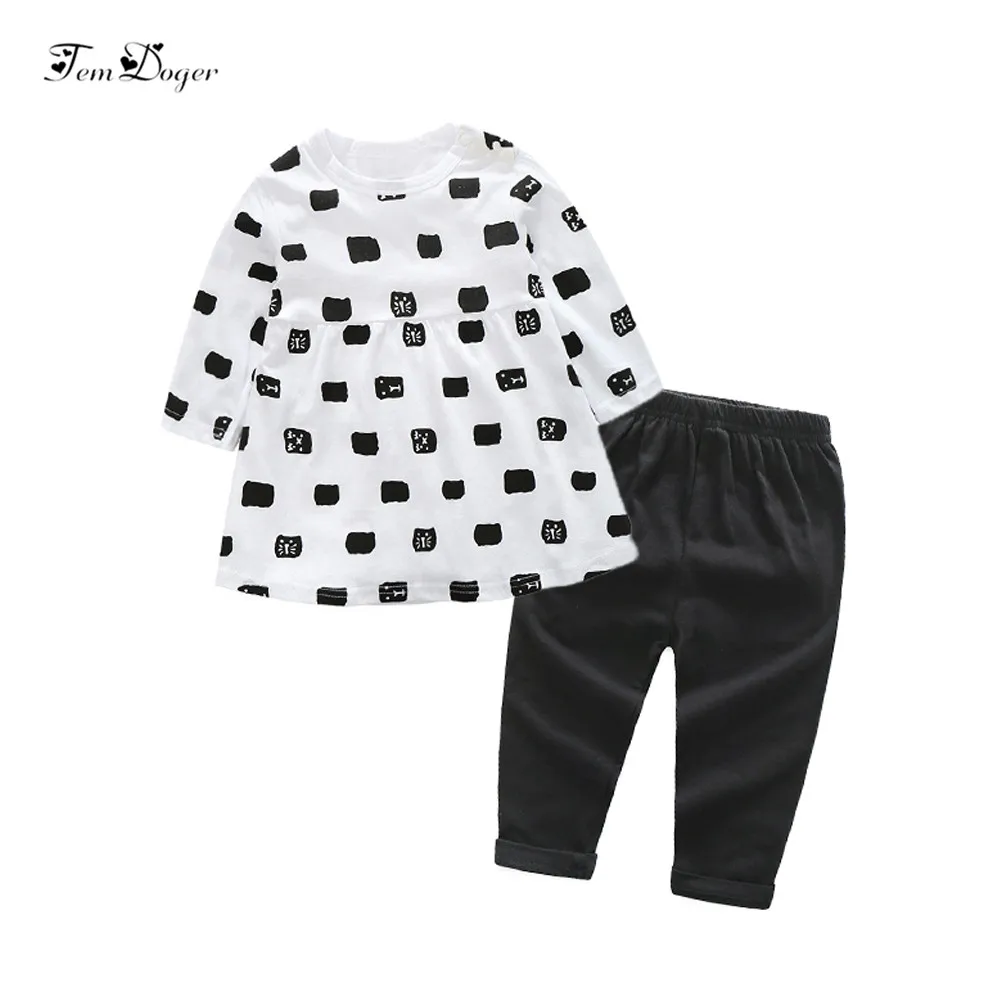 2017 для маленьких девочек комплекты одежды новорожденных футболка с длинными