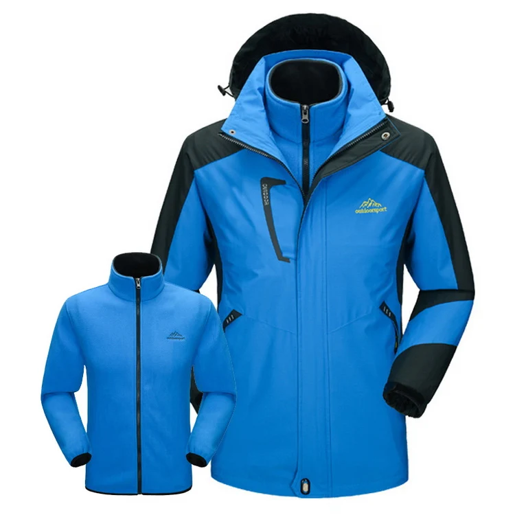 Men Blue Aufdiazy мужские и женские куртки 3 в 1 зимние водонепроницаемые флисовые внутри термальные уличные походные альпинистские охотничьи пальто 5XL IM010 - Цвет: Men Blue