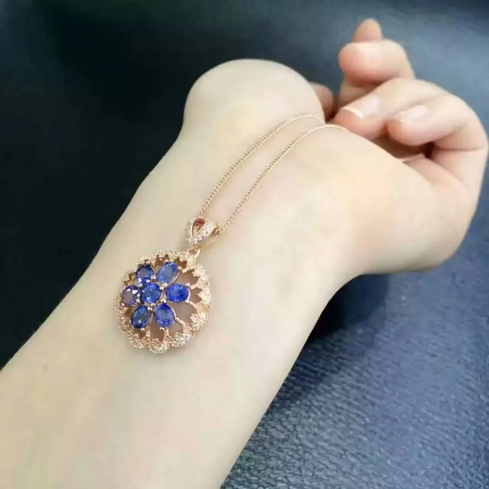 Женская Вечерние веска из серебра 925 пробы с сапфиром 4 мм|Подвески| |