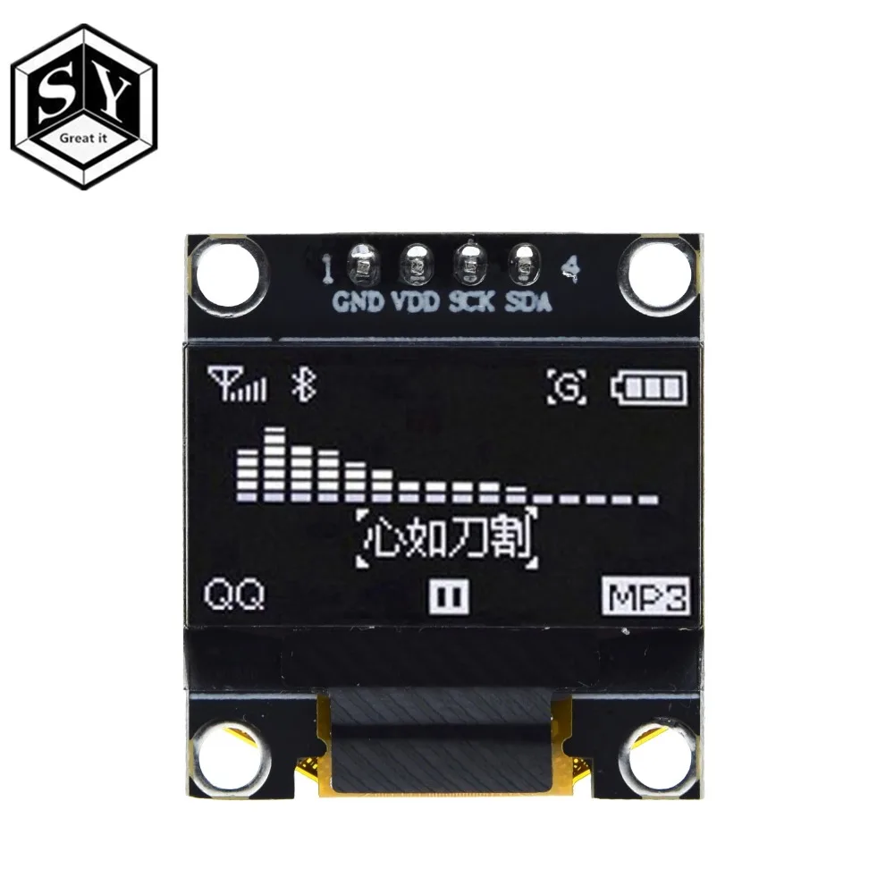 0,96 дюймов IIC Серийный белый OLED дисплей модуль 128X64 IEC SSD1306 12864 плата с ЖК-экраном GND VCC SCL SDA 0,9" для Arduino черный