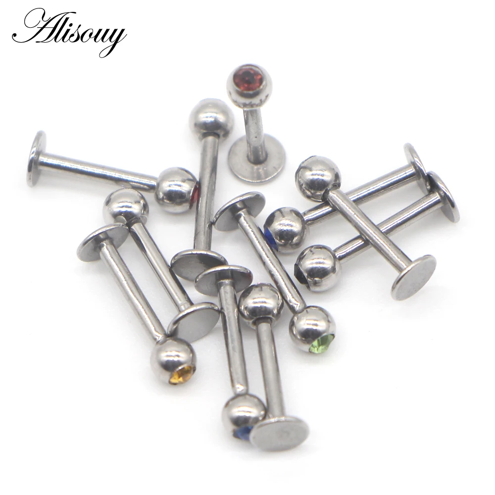Alisouy 1 шт. пирсинг для тела labret кольцо-гвоздик для губ 16 г Золотой Черный Серебряный горячий для губ, ушей, носа ювелирные изделия для женщин мужчин 11 цветов
