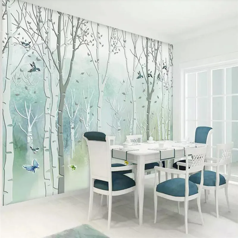 

Fantasy woods birds TV background wall professional production murals wholesale wallpaper mural poster photo wall