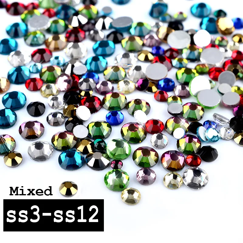 1 упаковка разноцветные стразы для дизайна ногтей|nail art rhinestones|rhinestone non hotfixmix size |