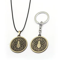 anime hunter x hunter keychain kuroro spider logo key ring metal pendant collar kolye llavevos chaveiro jewelry men gift hf12799