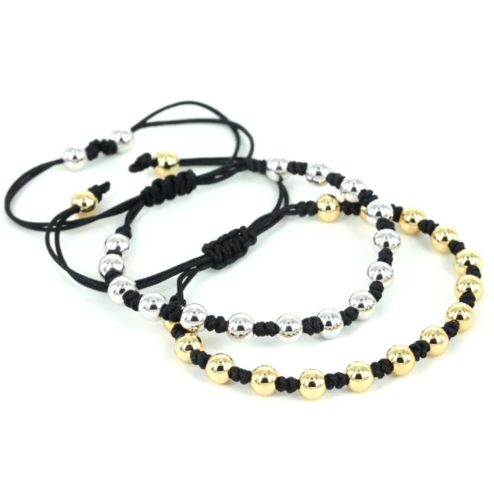 Мужские браслеты золотого цвета круглые плетеные из бусин и макрама европейские