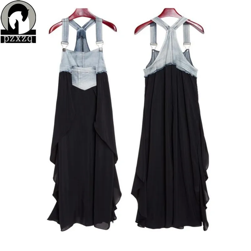 Платье на бретельках из шифона Повседневное платье большого размера в Корейском