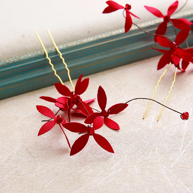 Винно-красная свадебная тиара свадебный головной убор с цветком ручной работы