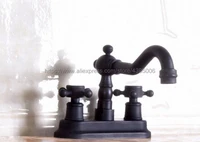 oil rubbed bronze deck mounted 2 holes bathroom basin faucet hot cold mixer tap double handle basin tap bnf149