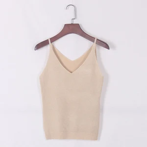 Новейшая модная сексуальная майка на бретелях с глубоким V-образным вырезом без рукавов, Женские повседневные топы, футболка